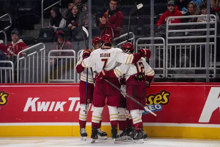 Eagles celebrate goal against Lake State