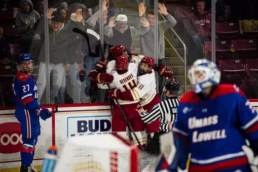Eagles celebrate Letourneau goal against UMass Lowell