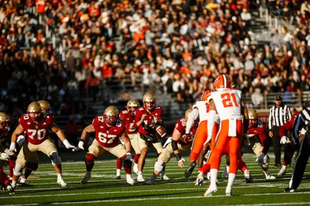 Grayson James takes a snap against Syracuse in front of a sold out Alumni Stadium in 2024.