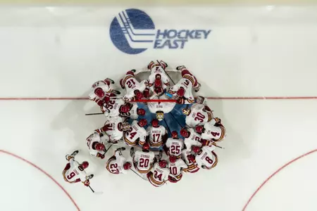 BC huddles around goal prior to game
