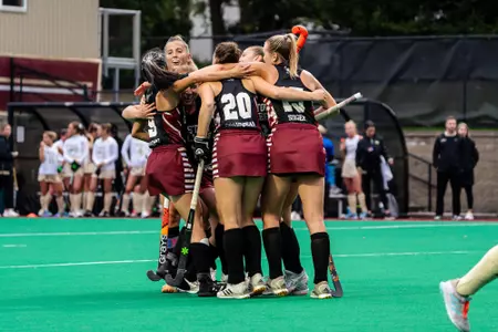Field Hockey celebrates goal against Wake Forest