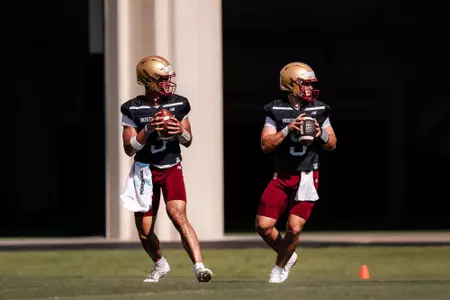 Boston College Football Training Camp Practice 1 Quarterbacks