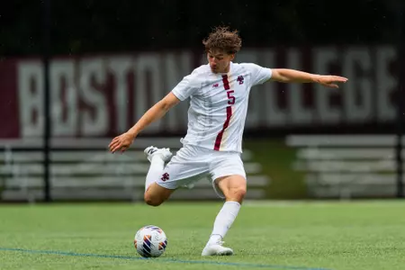 Fynn Henze kicking the ball against Cal