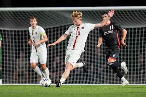 Marci Killeen kicking the ball against NC State