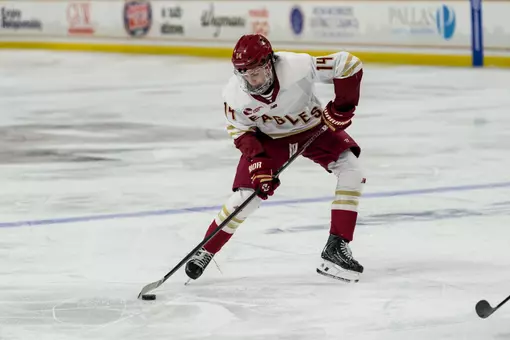 Landan Resendes looking to shoot the puck against Stonehill