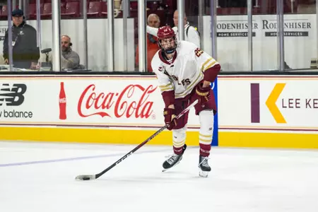 CHESTNUT HILL, MASSACHUSETTS - October 15, 2026 - The No. 16 Boston College men’s hockey team takes on St. Cloud State at Conte Forum on October 15, 2026 in Chestnut Hill, Massachusetts. (Photo by Meg Kelly)