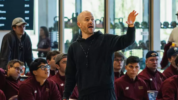 Luke Murray coaching at practice