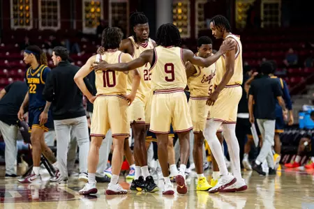 BC huddle vs. Cal