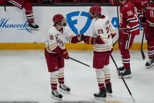 Dean and James celebrating after Dean's goal