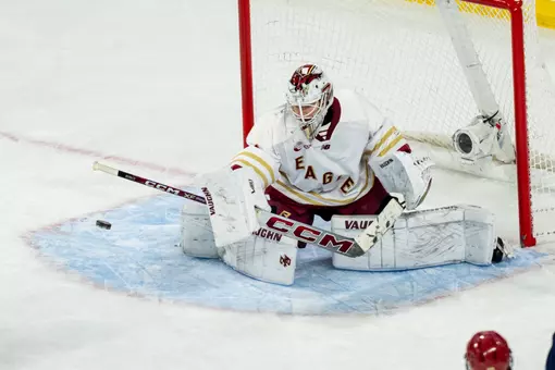 Louka Cloutier saves puck against Maine