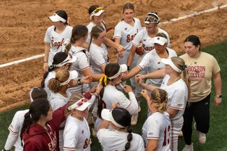 Softball team huddle