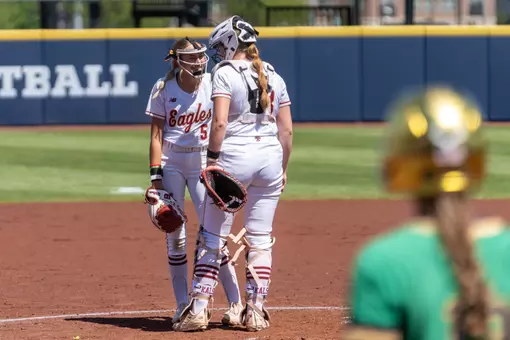 Alyx and Abby at the Pitchers mound