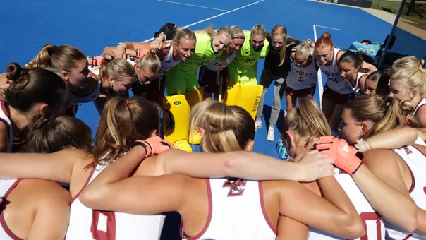 Field Hockey Group Huddle at Duke