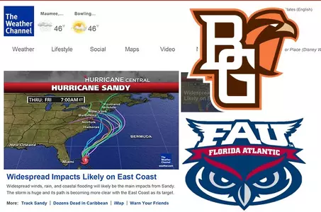 BGSU Florida Atlantic weather.com graphic