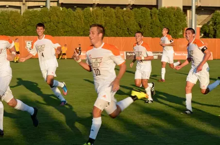 Falcons celebrate Danny Baraldi's (10) goal vs. SBU - John Enright photo