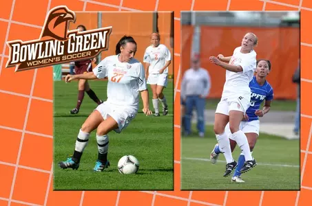 2013 women's soccer captains Alyssa Carmack & Jenny Fowler