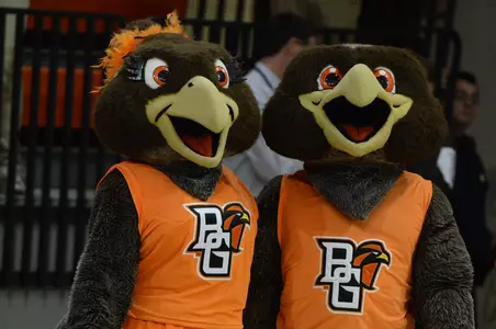 Mascots Freddie Frieda Falcon - Dec 2 2015 v Evansville - Larry Clapper photo