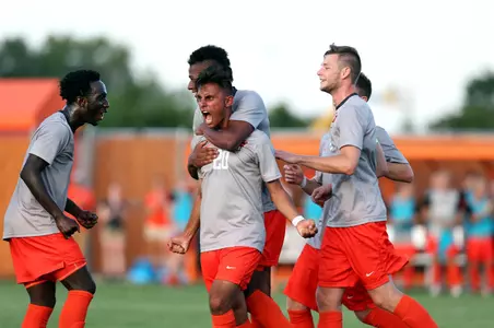 Vincent Vinny Giannini celebrates after scoring vs. IUPUI