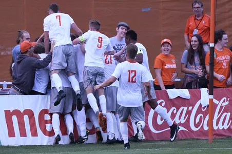 BGSU celebrates a goal v IUPUI - Larry Clapper photo