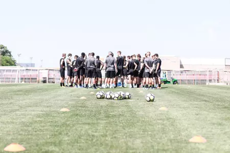men's soccer team huddle - first practice - Aug 14 2019