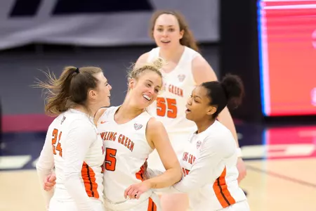 BGSU celebrates as CMU calls a timeout after a 10-0 Falcon run