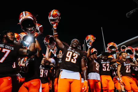 Falcons celebrate the win over Murray State