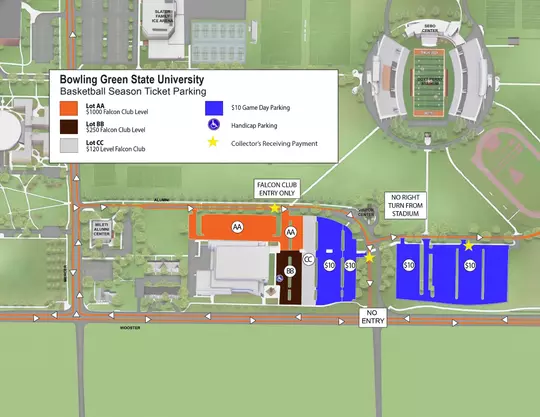 This is a parking map for both men's and women's basketball for the 2023/24 season.