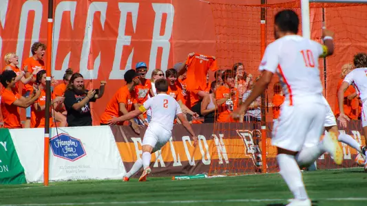 Kyle Cusimano (2) celebrates his goal vs. Michigan
