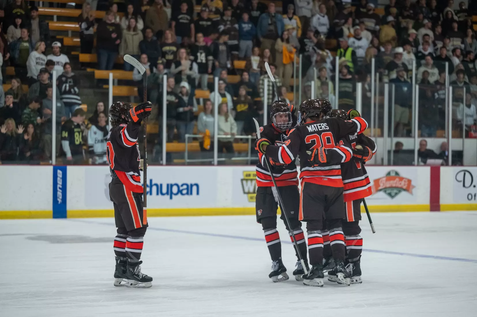 Celebration of #29 Brody Waters goal at. Western Michigan Oct. 17, 2024