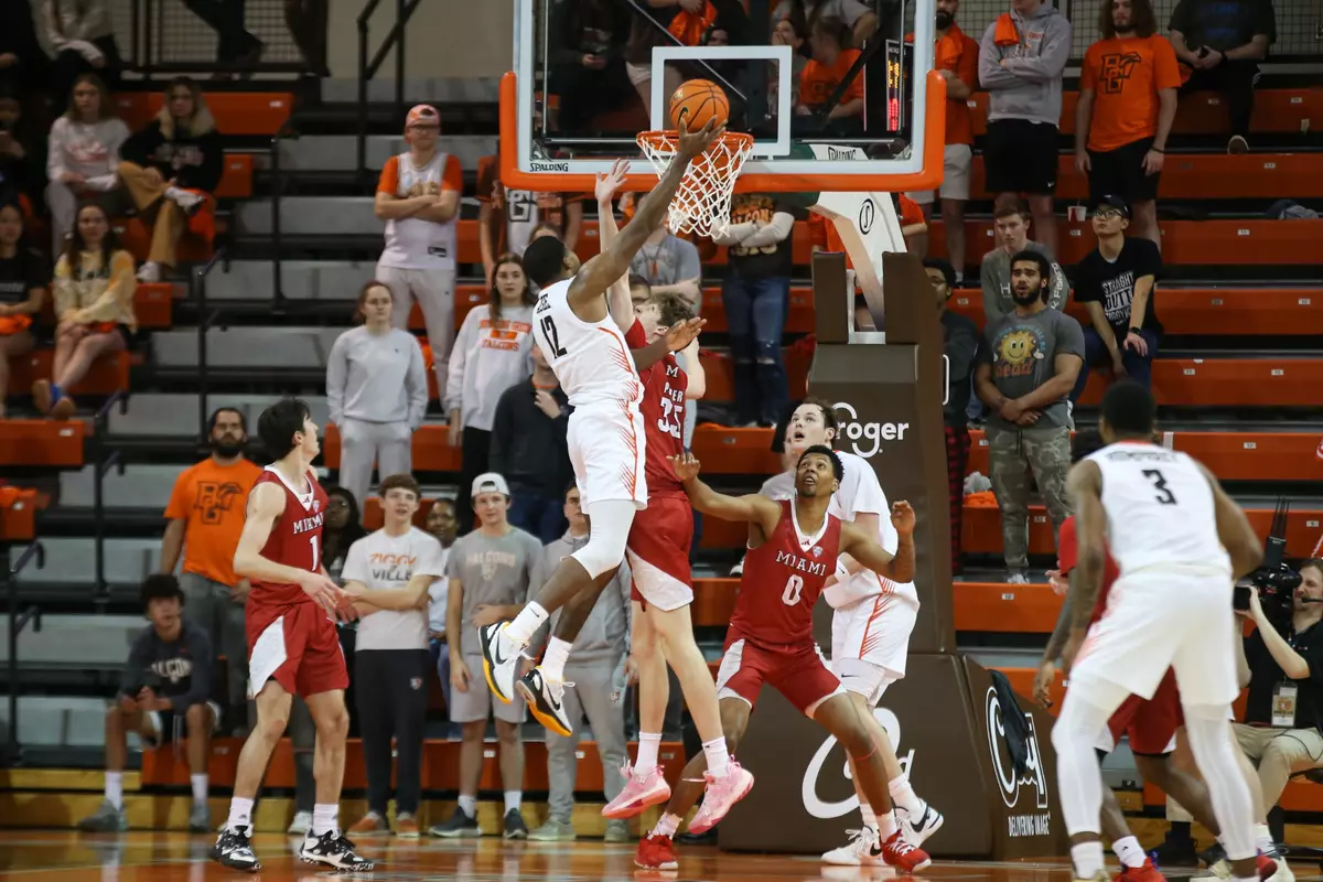 BOWLING GREEN, OH - FEBRUARY 27: during the second half of a game on February 27, 2024 at the Stroh Center in Bowling Green, Ohio. Bowling Green defeated Miami 0-0. (Photo by: Scott W. Grau/BGSU Athletics)