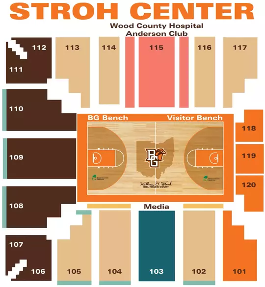 2024-25 Stroh Center Basketball Seat Map