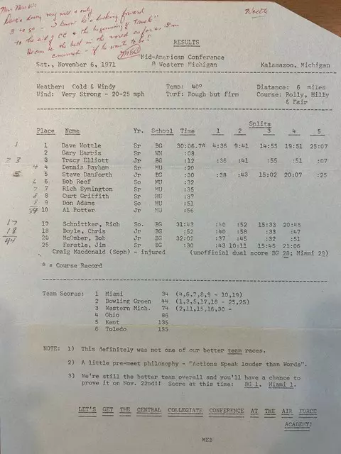 Dave Wottle Coach Brodt Note