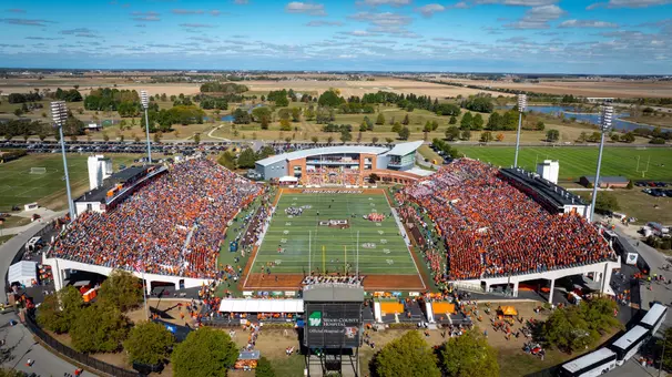 Battle of I-75, Victory, Doyt, Students, Excitement, Athletics, Football, Sold Out, Full Stadium, Doyt Perry Stadium, Drone, Photo by Haven Conn, HConn, HConn25, October 11 2025,