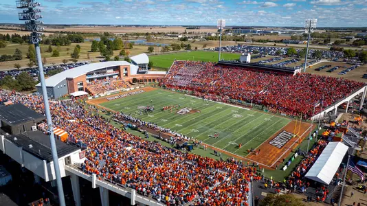 Battle of I-75, Victory, Doyt, Students, Excitement, Athletics, Football, Sold Out, Full Stadium, Doyt Perry Stadium, Drone, Photo by Haven Conn, HConn, HConn25, October 11 2025,