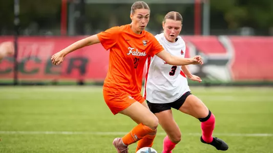 The Ball State soccer team competes against Bowling Green University at Briner Sports Complex in Muncie, Indiana on October 10, 2026. Photo by Bobby Ellis/Ball State University