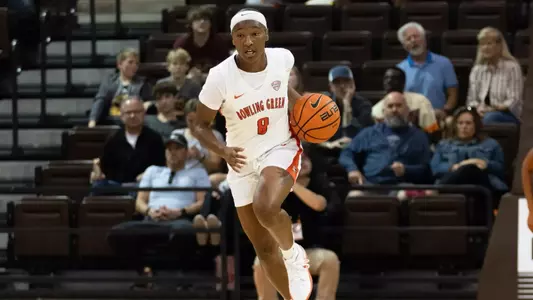 Joniyah Bland-Fitzpatrick dribbles the ball up the court versus Ohio Domincan in the Stroh Center