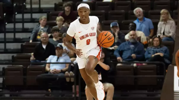 Joniyah Bland-Fitzpatrick dribbles the ball up the court versus Ohio Domincan in the Stroh Center