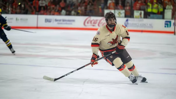 Jake Sloan Skates down the ice at the Slater Family Ice Arena against No. 2 Michigan