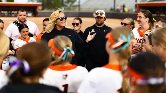 Michelle Gardner | postgame huddle | April 28, 2026, v Oakland