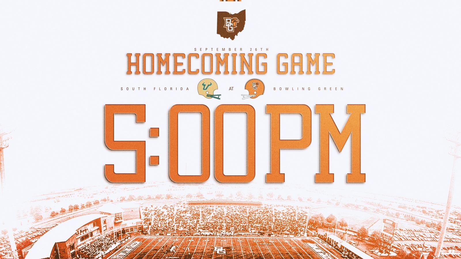 Kickoff Time For Sept. 26 Homecoming Game Against South Florida Set For 5 p.m. Kickoff Time For Sept. 26 Homecoming Game Against South Florida Set For 5 p.m.