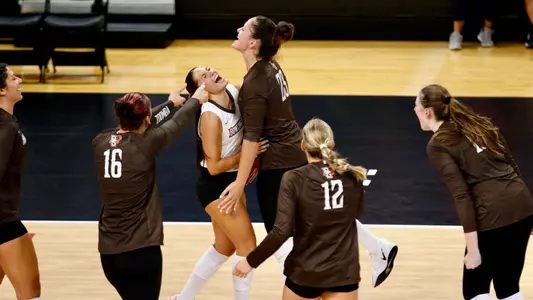 Celebration against Ohio State -- Volleyball