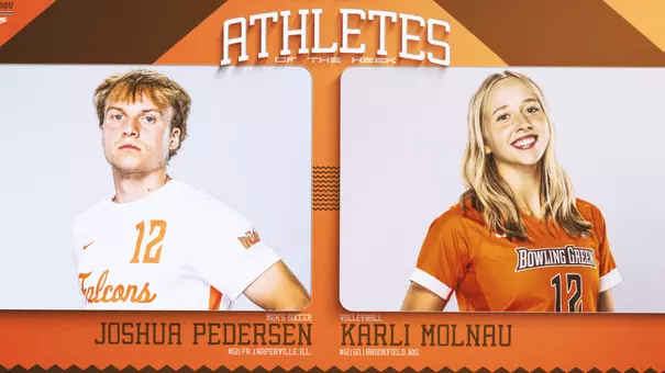 Joshua Pederson and Karli Molnau headshots for Athletes of the Week
