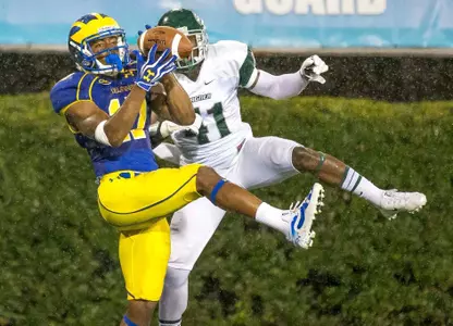 Johnson and Hurley Team Up to Lift Delaware to 49-9 Rout Over Wagner (Sept. 21, 2013)