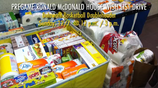 University of Delaware Basketball Teams Collecting Wish List Items This Sunday for Annual Ronald McDonald House Visit