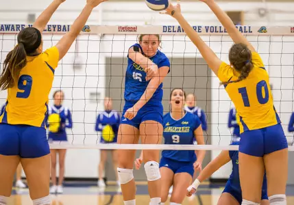 Blue Hens Drop Three-Set Match at CAA Leader James Madison