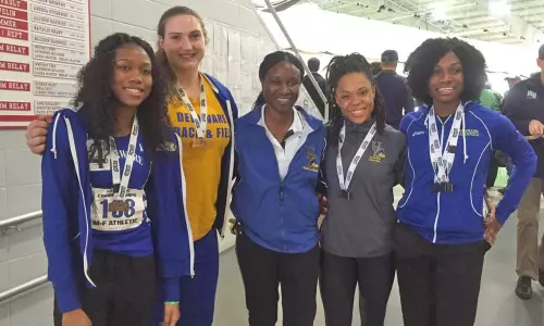 Idris Wins Triple Jump Title, Delaware Eighth at ECAC Indoor Championships