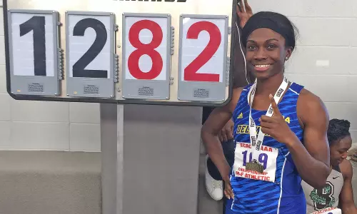 Idris Wins Triple Jump, Hillman Third in Shot for Delaware at ECAC Championships