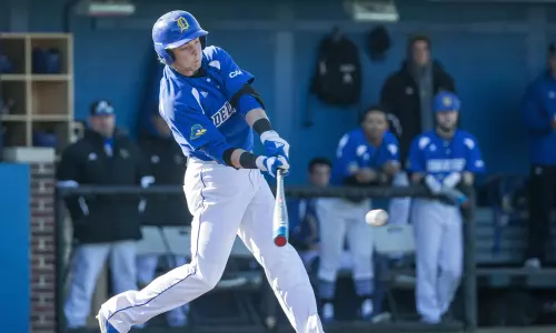 Patten's Early Blast Leads Delaware Past Rider 8-5 in Game 1