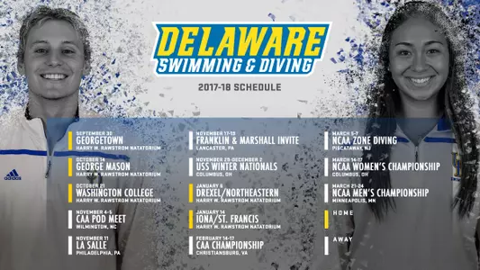 Delaware Swimming and Diving Announces 2017 Schedule