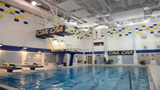 Rawstrom Natatorium setup for 2021 CAA Diving Championships